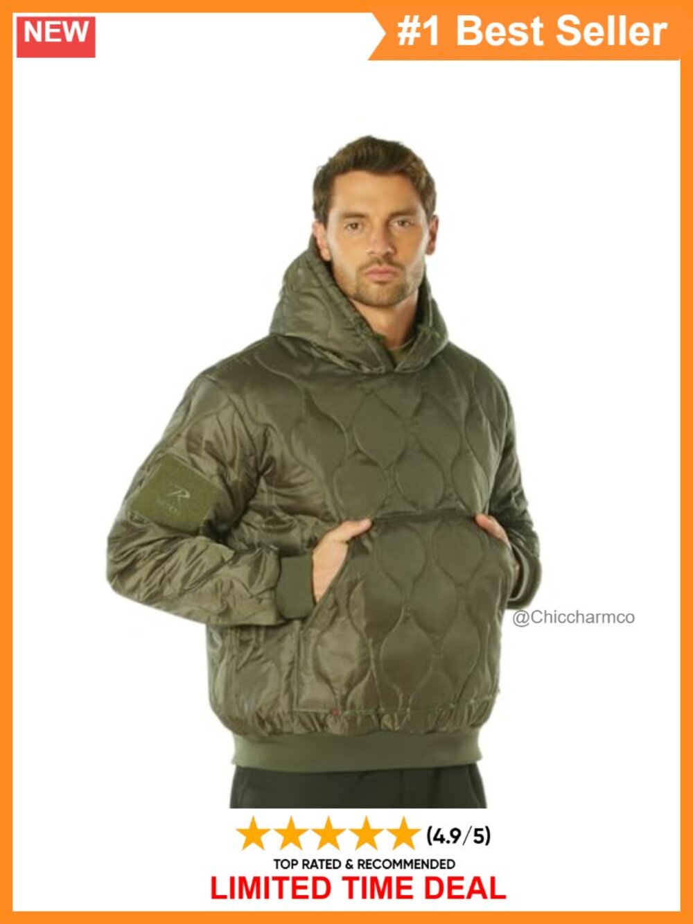 Quilted Woobie Hooded Sweatshirt Lightweight Pullover Outdoor Hoodie